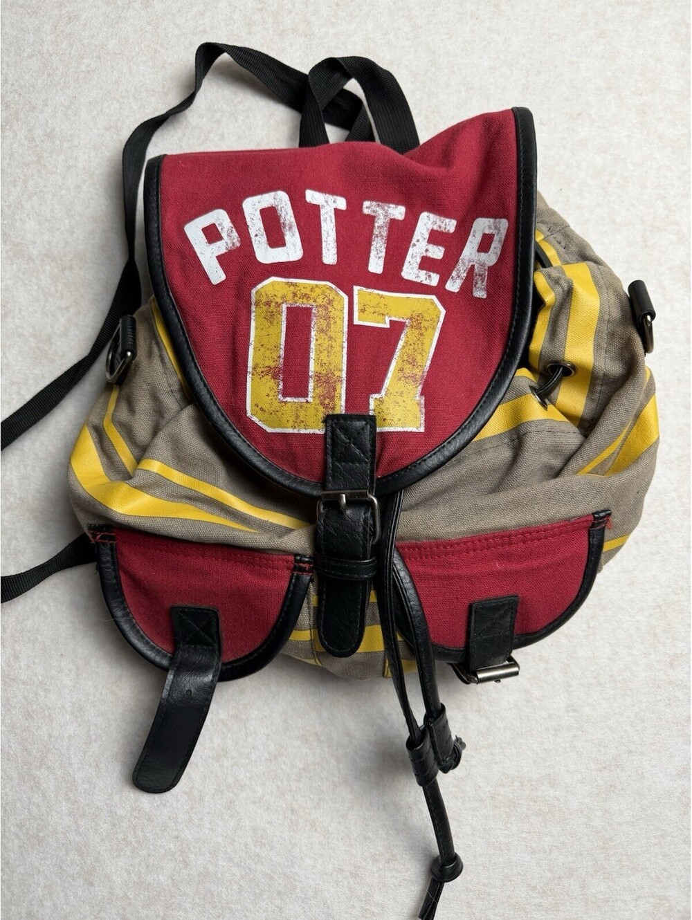 Harry Potter 07 Quidditch Backpack Slouch Book Bag Uniform Style Gryffindor Canv